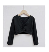 Plush Girls Ballet Wrap Tops Long Sleeve Dance Warm Up Sweater