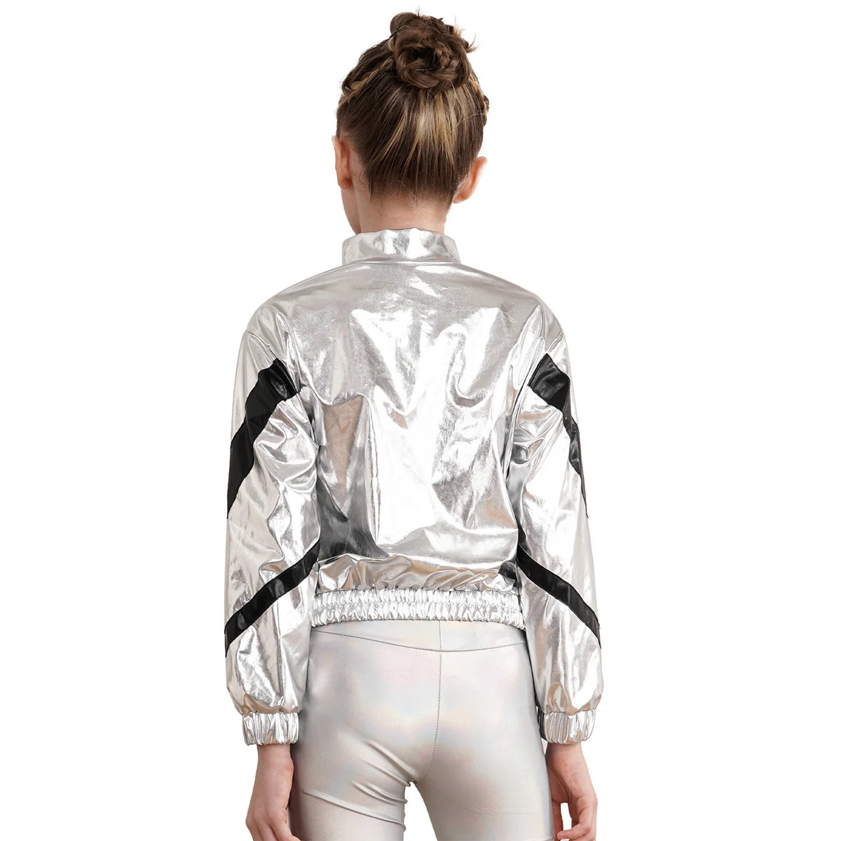 Girls Hip-hop Dance Outfit Streetwear Racer Back Tank Crop Top + Long Sleeve Jacket + Pants 3Pcs/Set