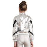 Girls Hip-hop Dance Outfit Streetwear Racer Back Tank Crop Top + Long Sleeve Jacket + Pants 3Pcs/Set