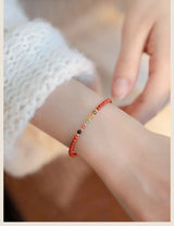 Natural South Red Agate and Tourmaline Bracelet