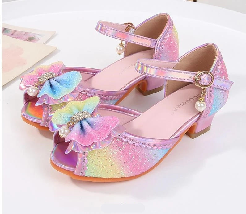 Party Shoes for Girls Glittery Butterfly Mary Jane Sandals Purple Gold Pink Blue
