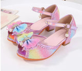 Party Shoes for Girls Glittery Butterfly Mary Jane Sandals Purple Gold Pink Blue