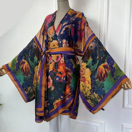 Renna's Bohemian Belted Kimono Wrap Dress