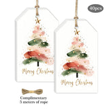 40pcs Watercolour Christmas Tags Gift Labels with Jute Rope