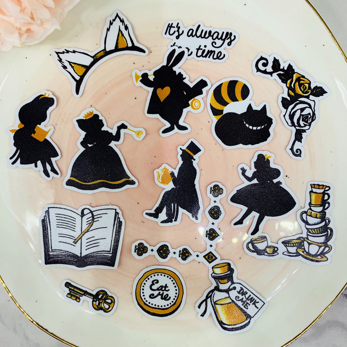 Vintage Alice In Wonderland Theme Scrapbooking Stickers