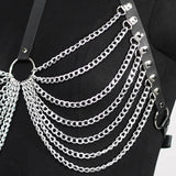 Rib Cage Harness Chest Body Harness Gothic Punk Faux Leather & Chains