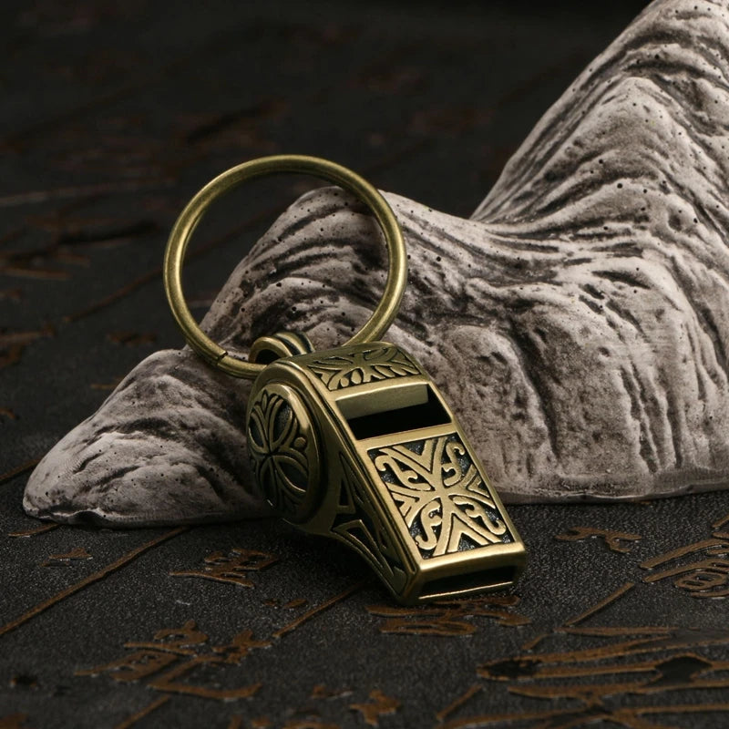 Brass Whistle Keys Chains Pendant Outdoor Survival Tools
