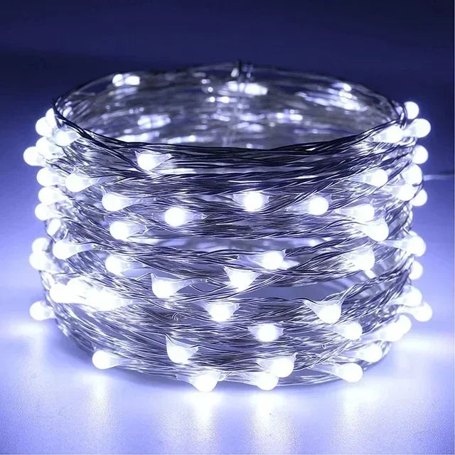 1m-30m Copper Wire LED String Light 8 Colours Fairy Lights Battery Powered