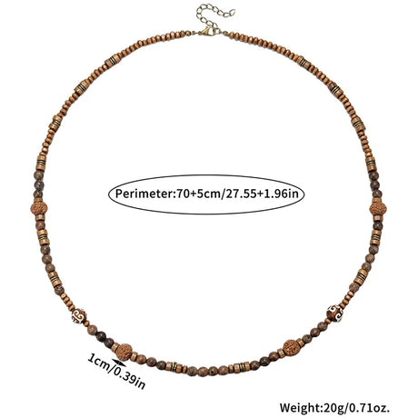 Bohemian Vintage Style Men's Wooden Bead Necklace
