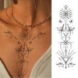 Crescent Moon Star Butterfly Pattern Finger Temporary Tattoos for Hands, Neck, and Feet