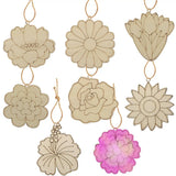 24Pcs Wooden Flower Head Hanging Ornaments For Decorations and Gifts DIY Wood Craft Project