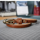 Shallee's Genuine Leather Women's Belt Pure Copper Button Western Cowboy Style