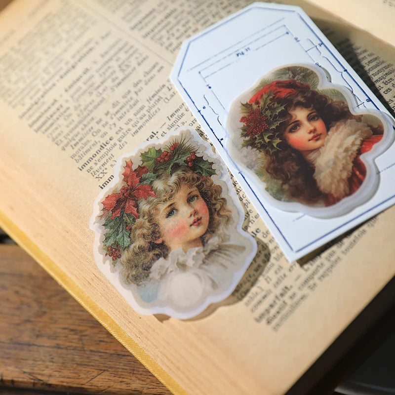 Vintage Christmas RUB ON Transfer Sticker Pack Junk Journal DIY Scrapbooking