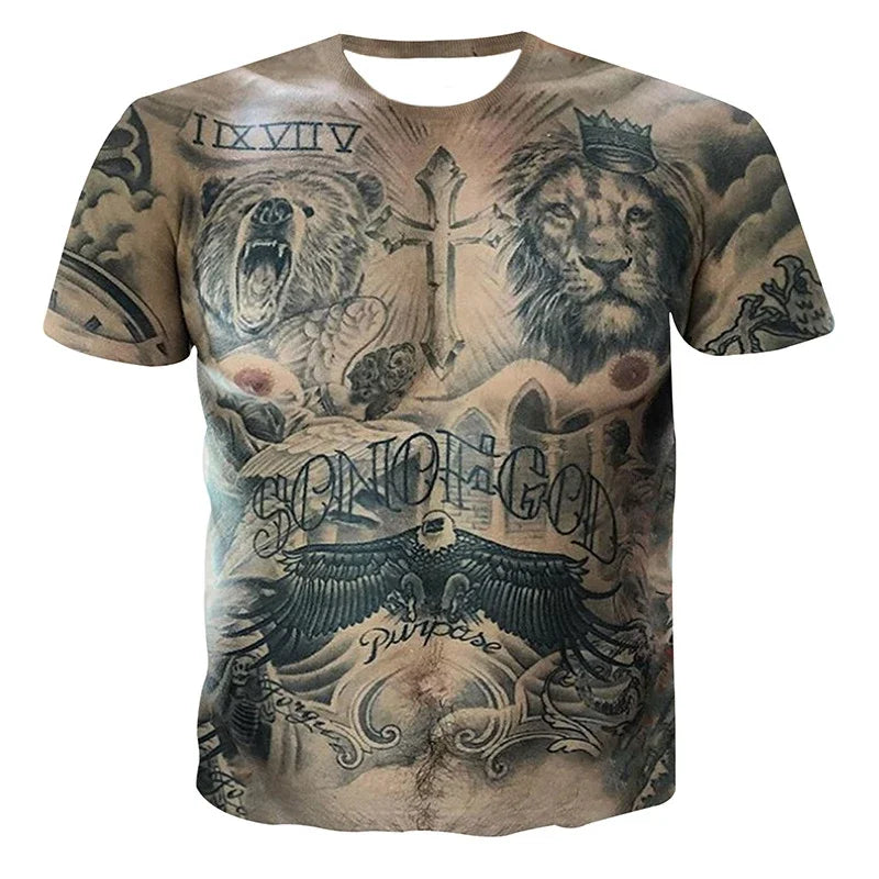 Muscle Tattoo and the Hulk Funny Tough Guy Summer Men's Short Sleeve T-shirt