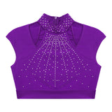 Girls Dance Crop Tops Figure Skating Modern Dance Gymnastics Stage Performance