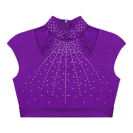 Girls Dance Crop Tops Figure Skating Modern Dance Gymnastics Stage Performance