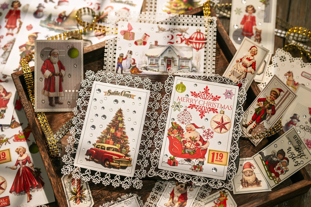 3 Sheet Large Christmas RUB ON Transfer Stickers Junk Journal DIY Scrapbooking Craft Stickers