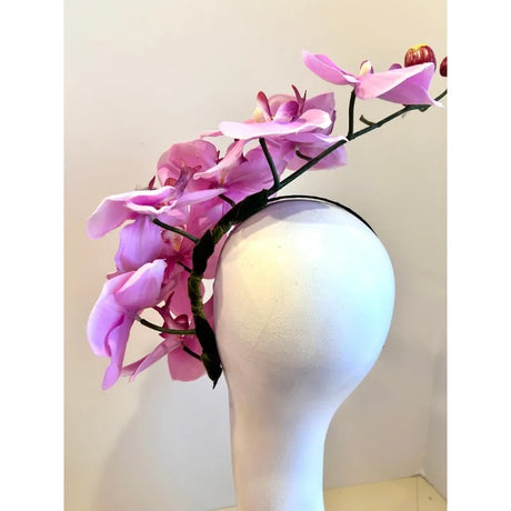 Handcrafted Large Realistic Orchid Statement Headpiece Floral Headband for Weddings Races Photoshoots