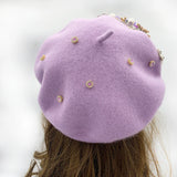 Margie's Flower Diamonte Winter Autumn Beret 10 Colours