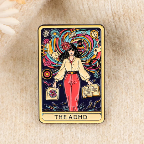 The ADHD Tarot Card Enamel Pin Brooches Badge Lapel Pin