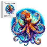 Giant Octopus Round Wooden Jigsaw Puzzle