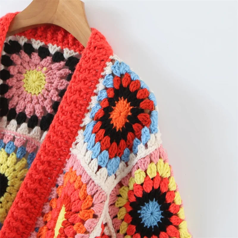 Gam Gam Granny Squares Knit Buttonless Cardigans