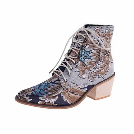 Marie Antoinette Handmade Embroidered Ankle Boots
