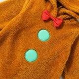 Gingerbread Man Baby Christmas Fuzzy Jumpsuit Hooded Romper