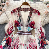 Mandy's Spring Boho Floral Chiffon Cascading Ruffles Dress