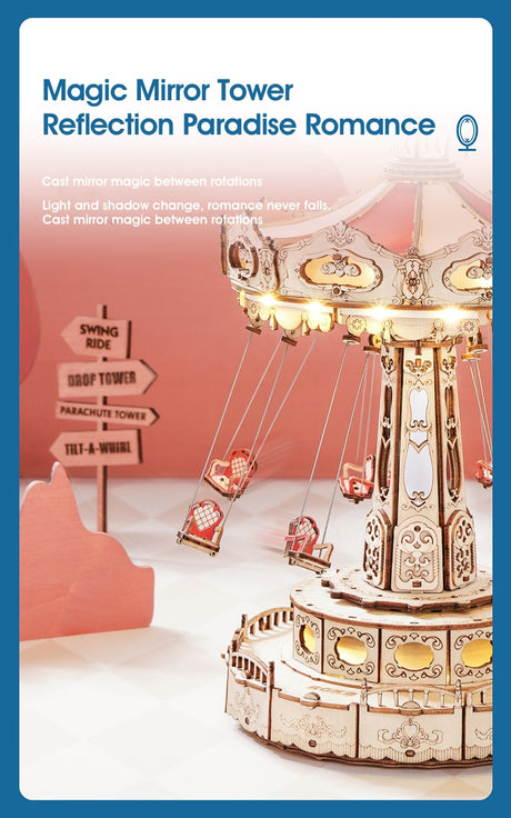 Swing Ride Music Box Amusement Park Series DIY 3D Wooden Model Kit Puzzle