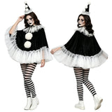 Women Pierrot Clown Costume 3Pcs Halloween Clown Cosplay Set