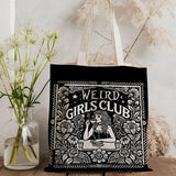 W-Weird G-Girls Club Storage Bags Double-Sided Print Canvas Tote Bag Large Capacity Shopping Bag