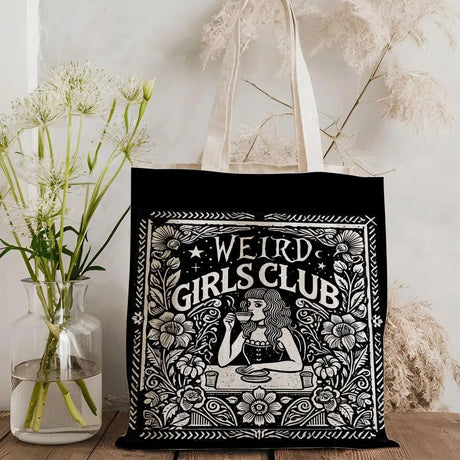 W-Weird G-Girls Club Storage Bags Double-Sided Print Canvas Tote Bag Large Capacity Shopping Bag