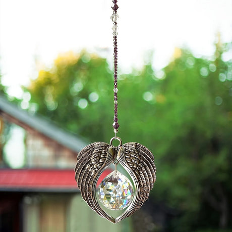 Angel Wing Suncatcher Crystal Pendant Rainbow Maker with Beads