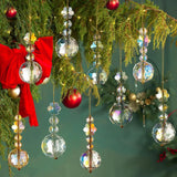 Set of Twelve K9 Crystal Prism Ball Christmas Tree  Ornaments