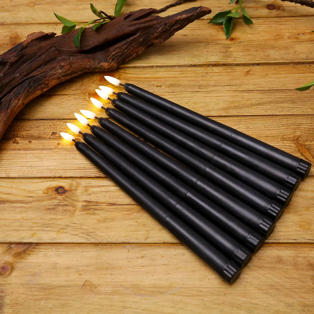 Black Taper LED Candles With Remote Control Halloween Dark Academia Decor