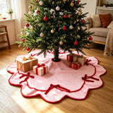 Velvet Bow Christmas Tree Skirts Soft Plush Stand Cover Xmas Decor