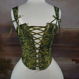 Forest Green Overbust Lace Up Front Boned Bodices With Zipper