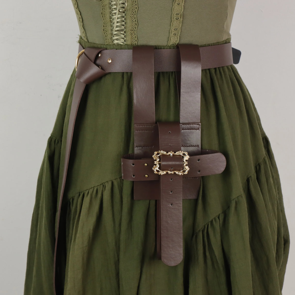 Book Straps 2Pcs Distressed PU Multi-Bind Adjustable Wide Belt Set Medieval Mage Wizard Alchemist Cosplay