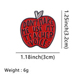 'Don't Make Me Use My Teacher Voice' Apple Enamel Pin Brooches Badge Lapel Pin
