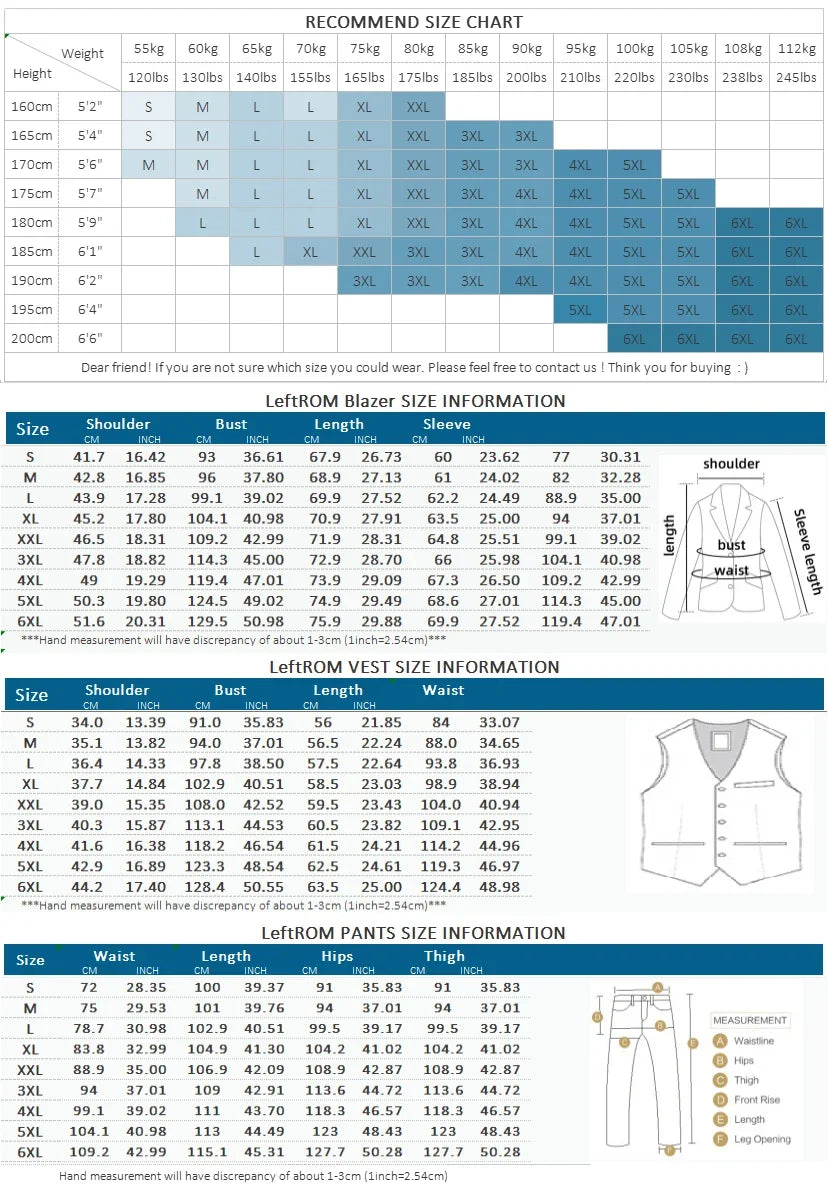 Mens Tuxedo Three Piece Suit Blazer with Trousers and Vest