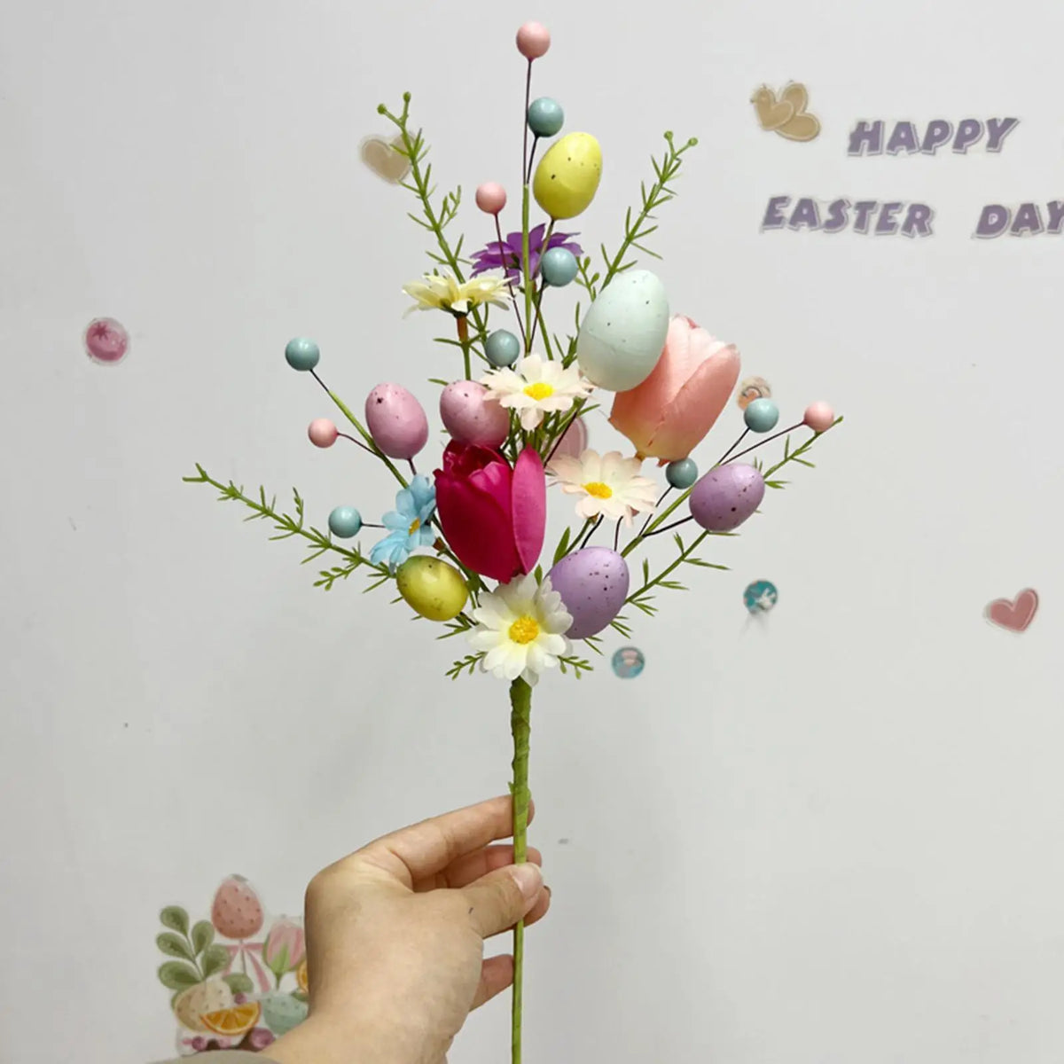 Easter Egg Stem Decorative Berries Floral Pick Bouquet
