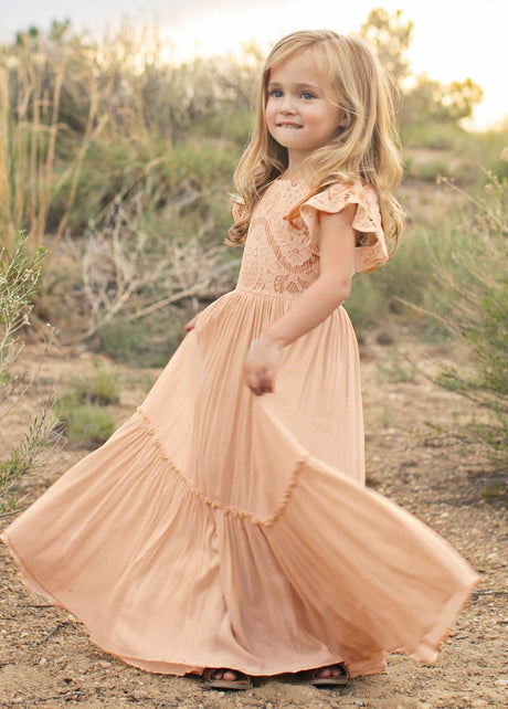 Girls Maxi Lace Chiffon Photoshoot Dresses For 3-15 Years
