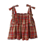 Mushroom Green Plaid Ruffle Top Y2k Goblincore