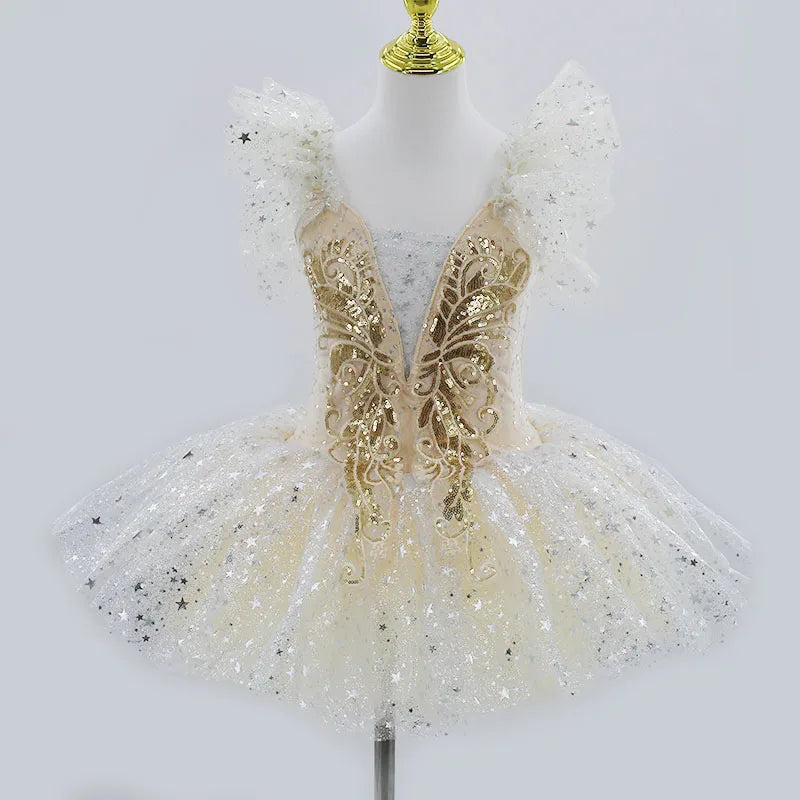 Golden Fae Professional Ballet Dress Contemporary Dance Performance Costumes