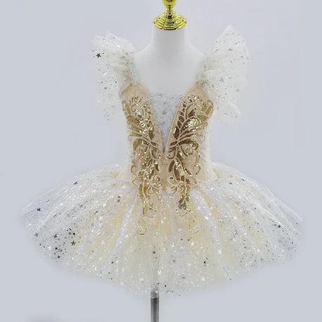 Golden Fae Professional Ballet Dress Contemporary Dance Performance Costumes