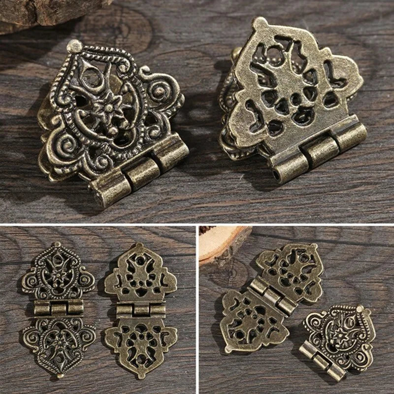 Three Vintage Flower Metal Hinges Furniture Hardware