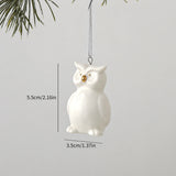White Ceramic Christmas Tree Ornaments Snowman Reindeer Xmas Hanging Decor