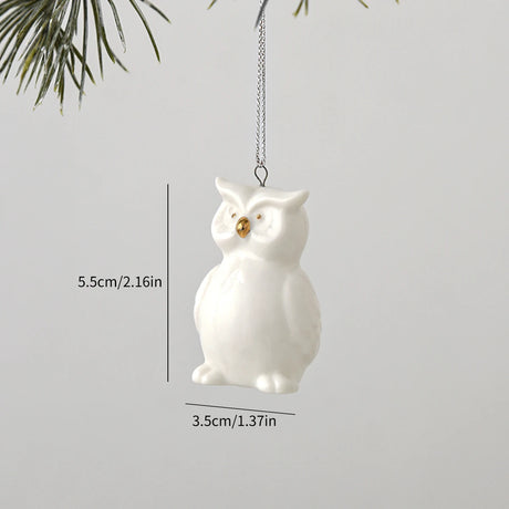 White Ceramic Christmas Tree Ornaments Snowman Reindeer Xmas Hanging Decor