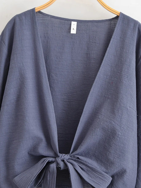 Boho Star Moon Embroidered Short Kimono Wrap Top Ruffled Flare Sleeves Cover-ups